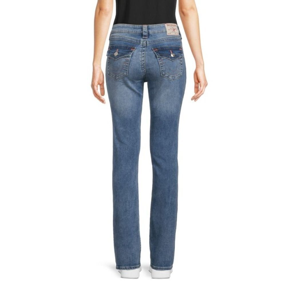 True Religion Womens Mid Rise Whiskered Billie Straight Leg Jeans Sz 30 New